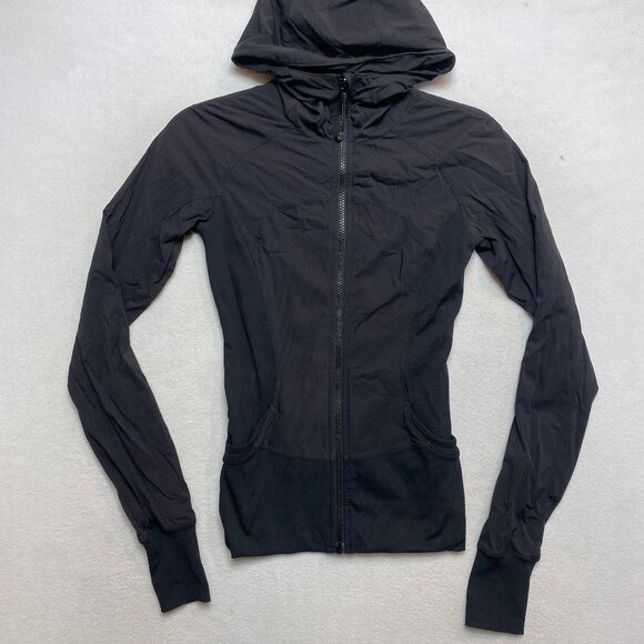 Lululemon In Flux Jacket Hoodie Womens 2 Black Dance Studio Reversible $138 - Picture 1 of 12